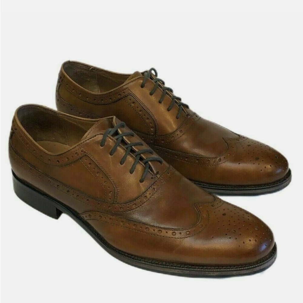 Men's Johnston Murphy Brown Wing Tip Shoes Size 8.5 M - Picture 2 of 14